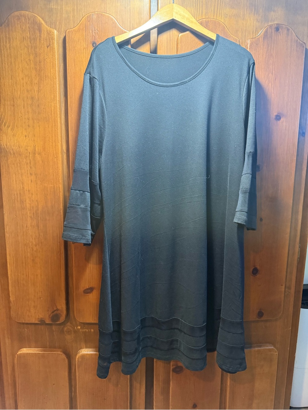 Black A-Line Tunic Dress with Band Hem